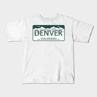 Denver, CO License Plate Kids T-Shirt